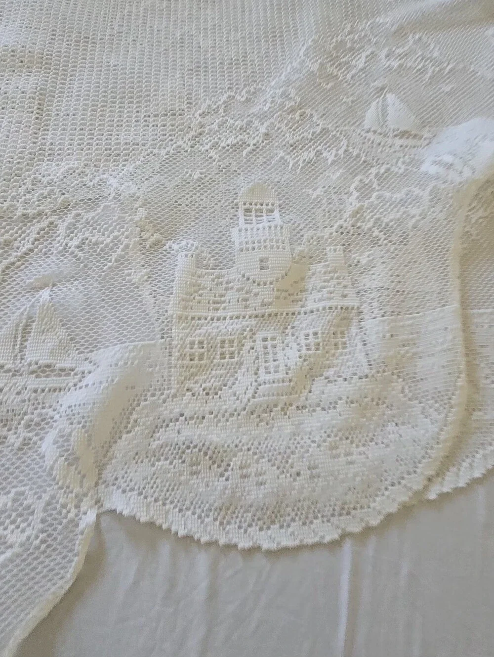Heritage Lace Drop Tier Sheer White Lighthouse Curtains + Valance (3 PC)*